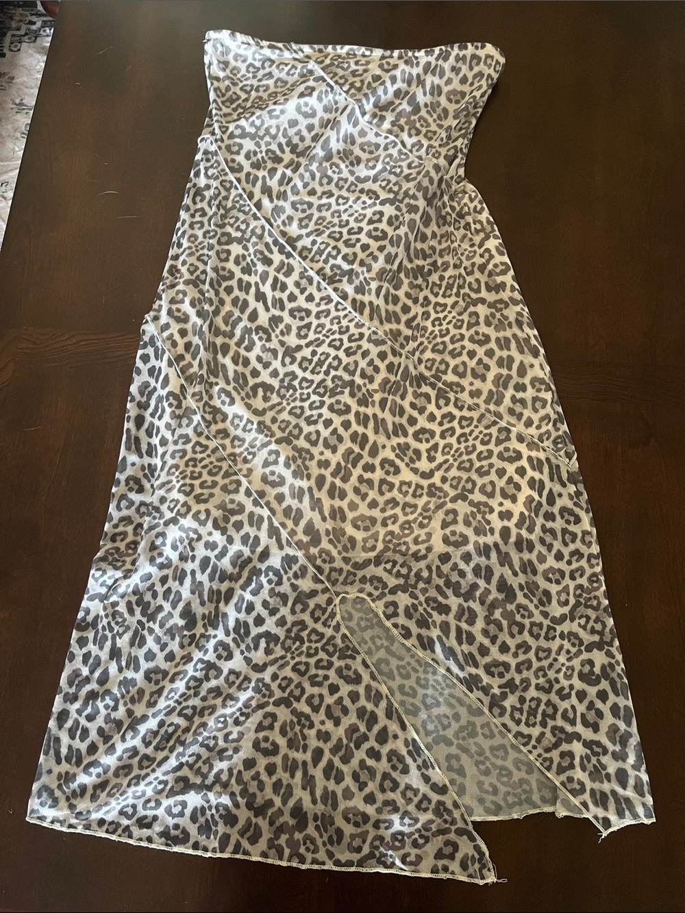 Altar'd State Leopard Print Maxi Skirt in Cream and Gray